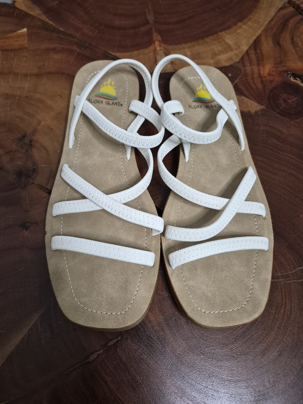 Aloha Island Women's White Strappy Sandals
